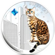 Fiji SUPER CAT - BENGAL HOMY $2 Silver Coin 2013 Gem inlay Proof 1 oz